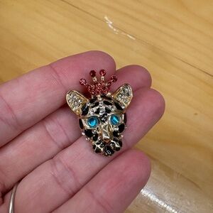 Leopard Brooch with Red and Blue Accents